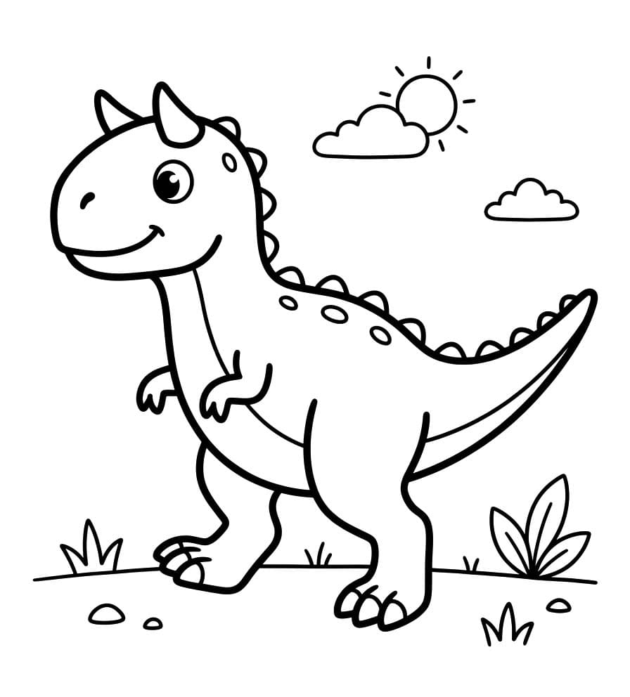 Fise de colorat cu Carnotaurus bazic la copii