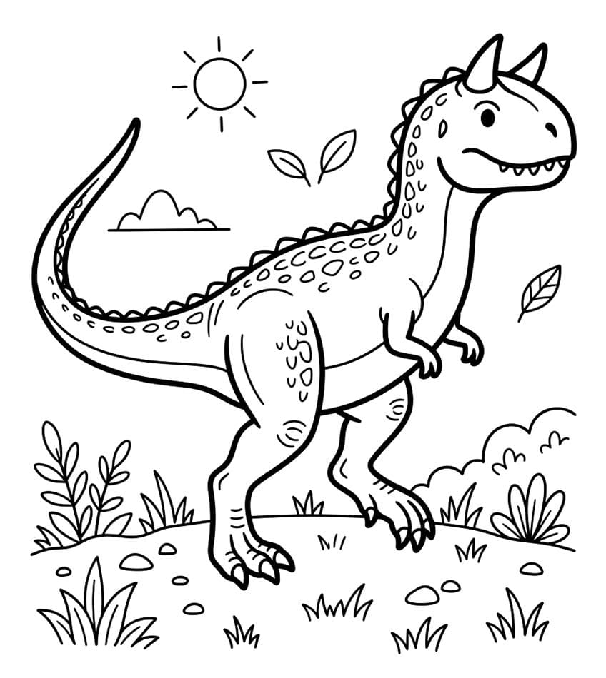 Fise de colorat cu Carnotaurus gratuit pentru copii