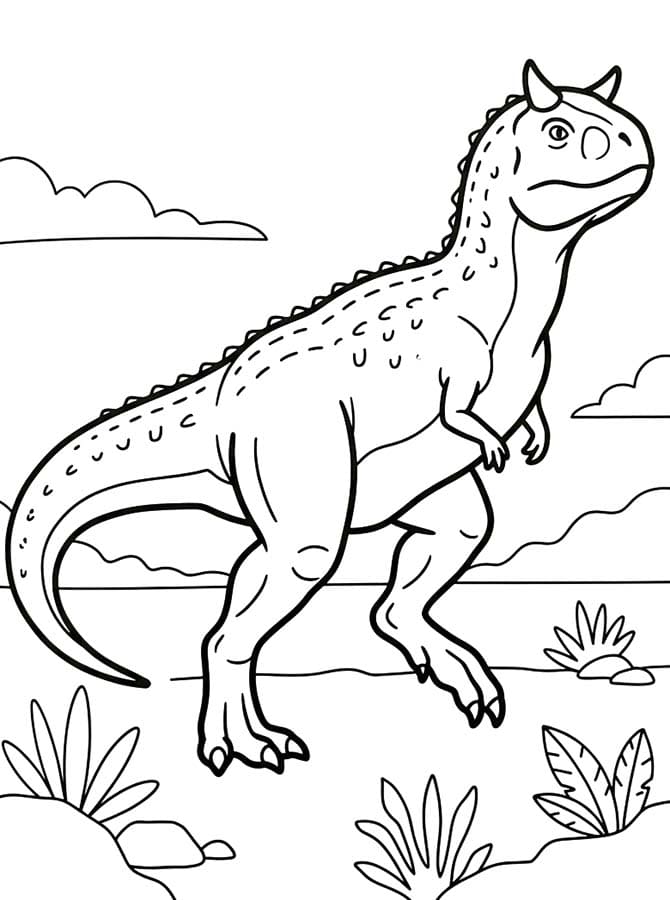 Fise de colorat cu Carnotaurus gratuit uşor