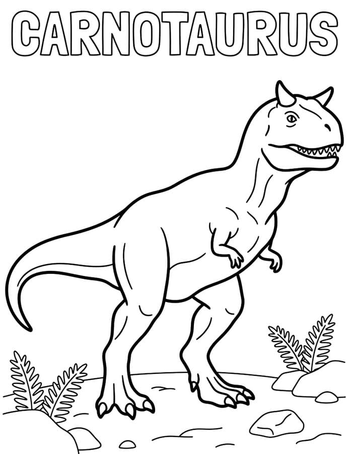 Fise de colorat cu Carnotaurus imprimabil bazic