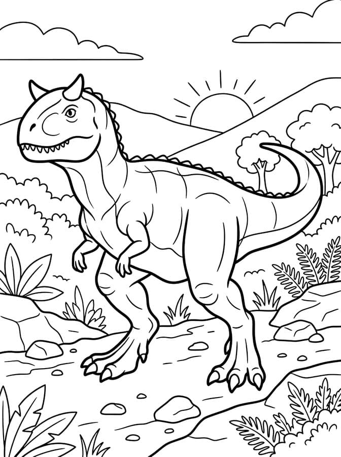 Fise de colorat cu Carnotaurus imprimabil gratuit uşor