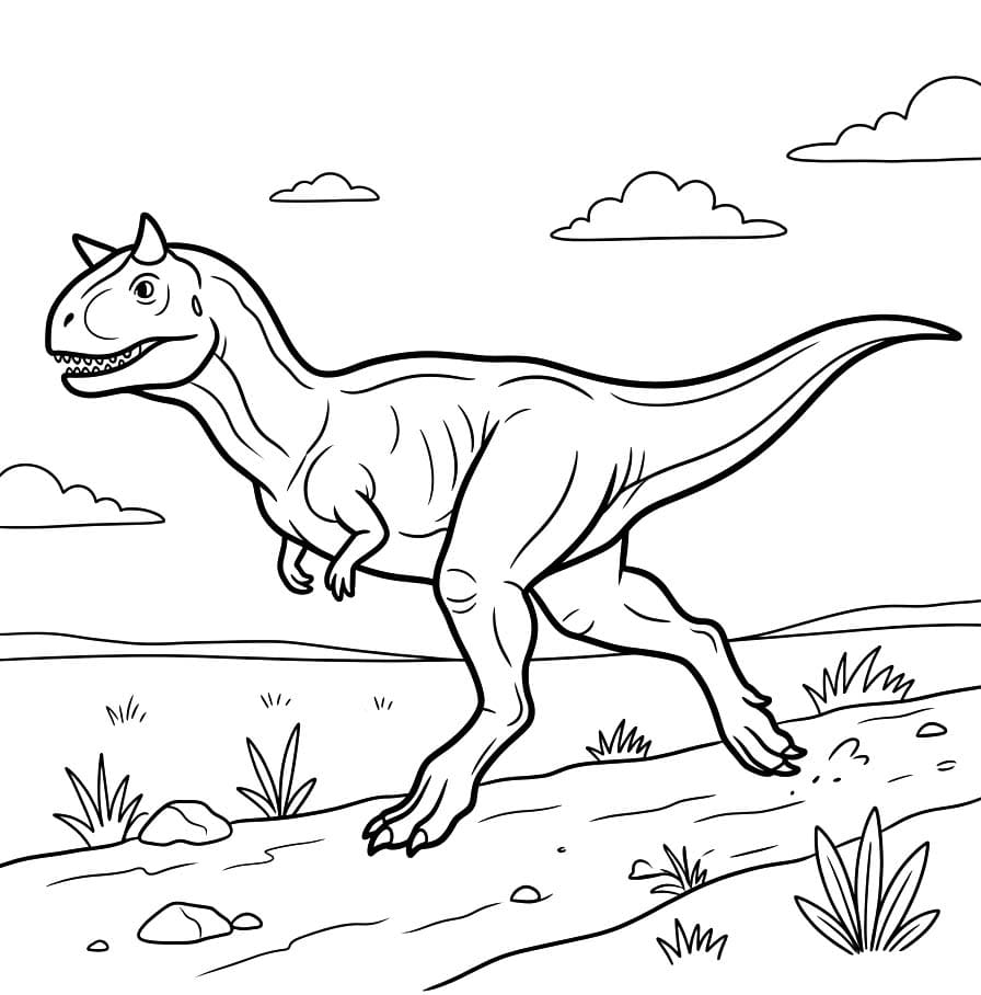 Fise de colorat cu Carnotaurus imprimabil gratuit