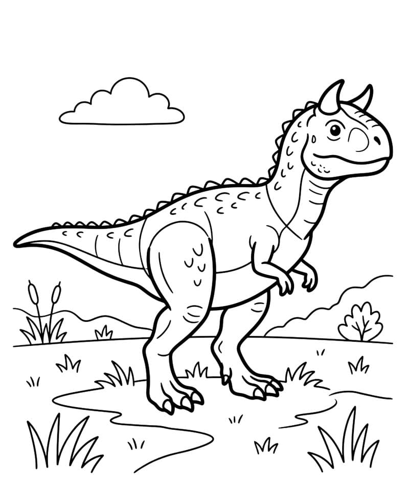 Fise de colorat cu Carnotaurus imprimabil simplu