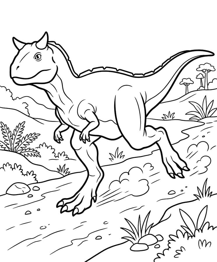Fise de colorat cu Carnotaurus imprimabil