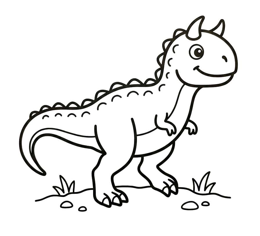 Fise de colorat cu Carnotaurus simplu la copii