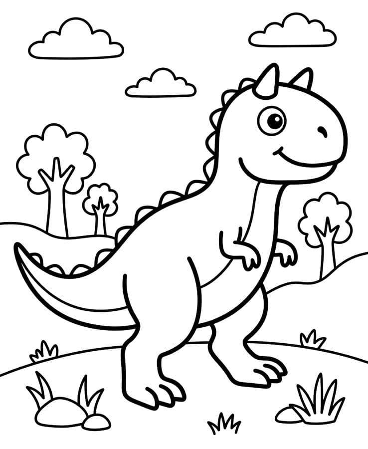 Fise de colorat cu Carnotaurus uşor la copii