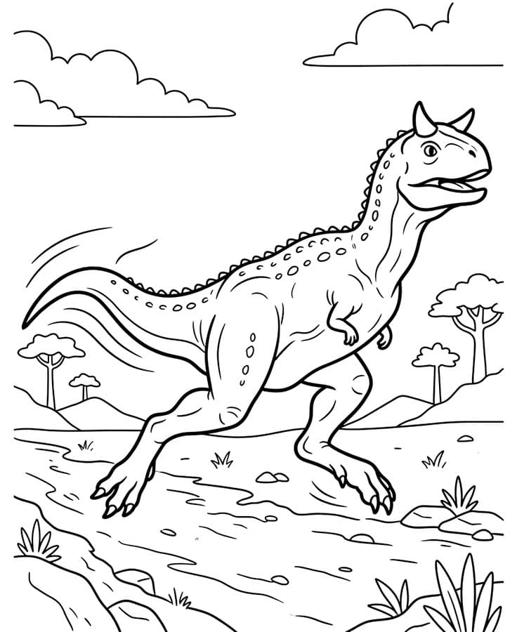 Fise de colorat cu Desenează Carnotaurus bazic