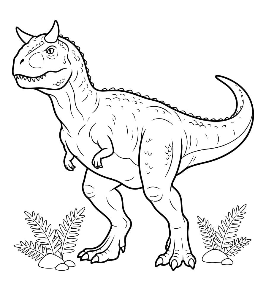 Fise de colorat cu Desenează Carnotaurus gratuit bazic