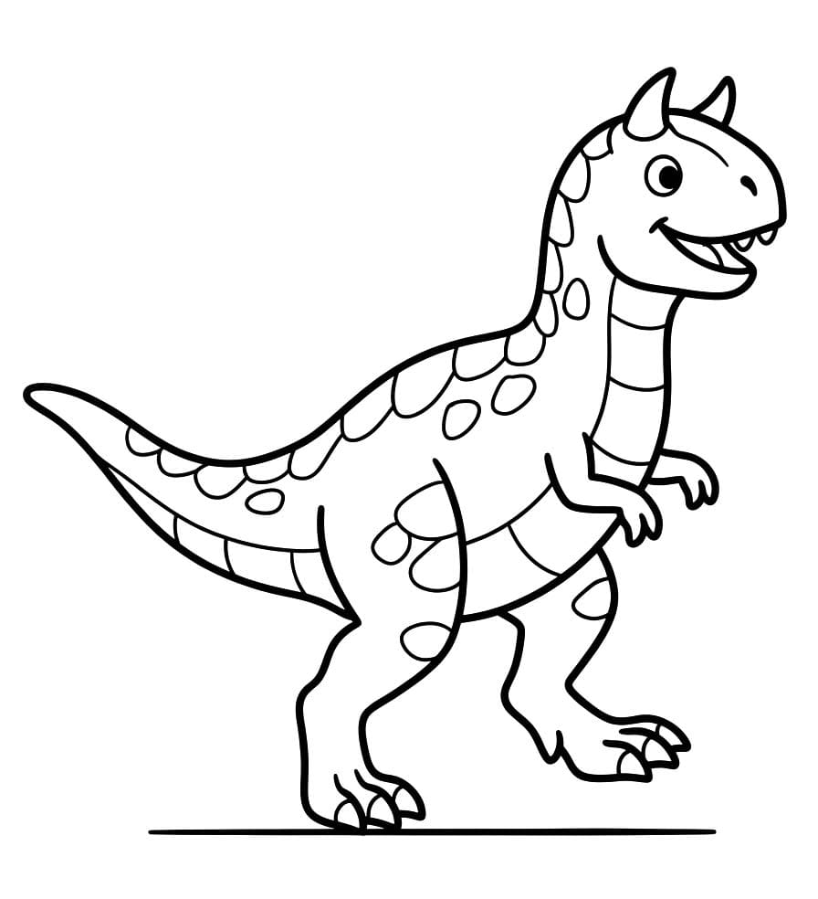 Fise de colorat cu Desenează Carnotaurus gratuit pentru copii