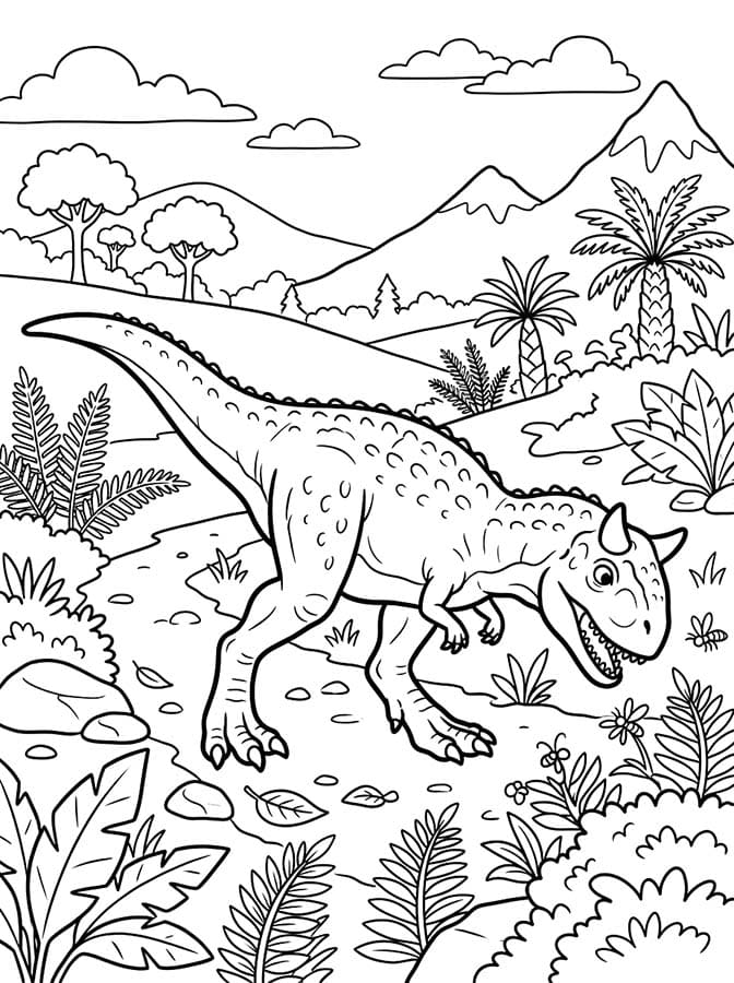 Fise de colorat cu Desenează Carnotaurus gratuit