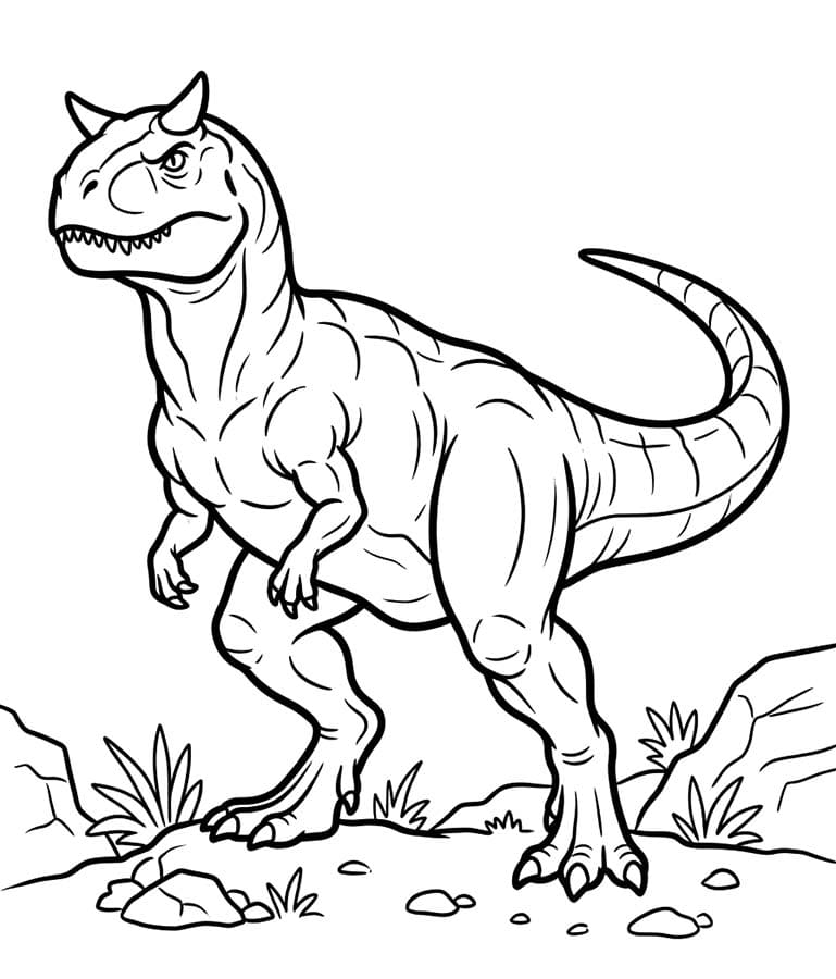Fise de colorat cu Desenează Carnotaurus imprimabil pentru copii