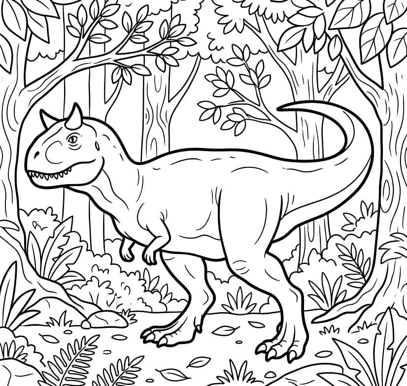 Fise de colorat cu Desenează Carnotaurus imprimabil simplu