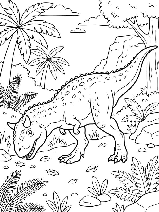 Fise de colorat cu Desenează Carnotaurus imprimabil