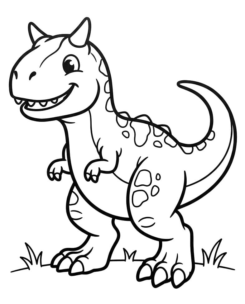 Fise de colorat cu Desenează Carnotaurus la copii