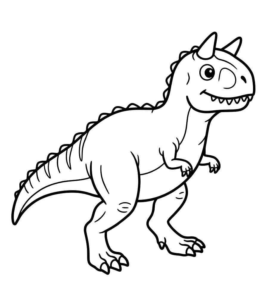 Fise de colorat cu Desenează Carnotaurus pentru copii