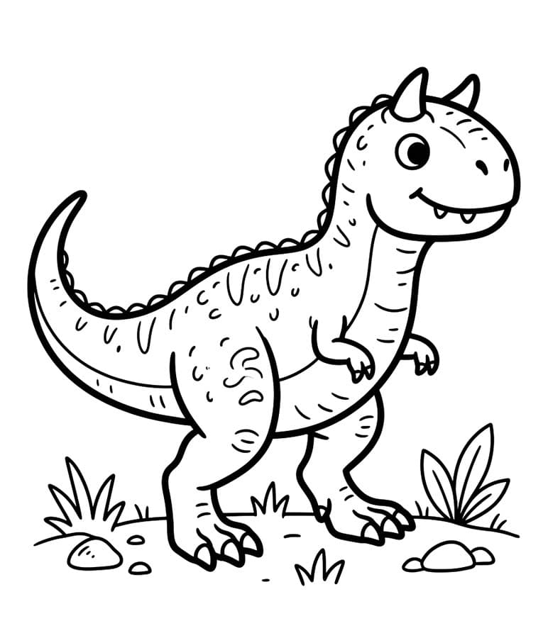 Fise de colorat cu Desenează Carnotaurus simplu la copii