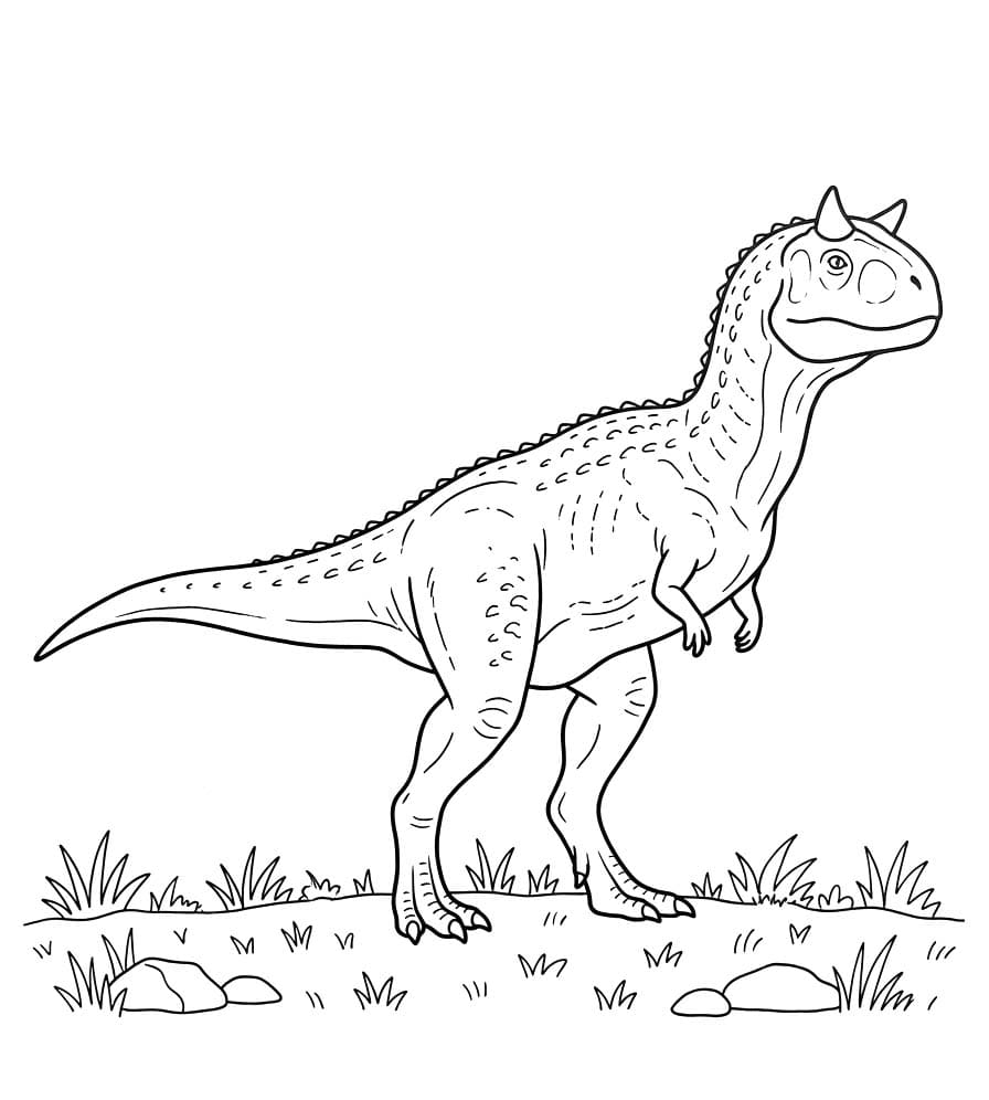 Fise de colorat cu Desenează Carnotaurus uşor la copii