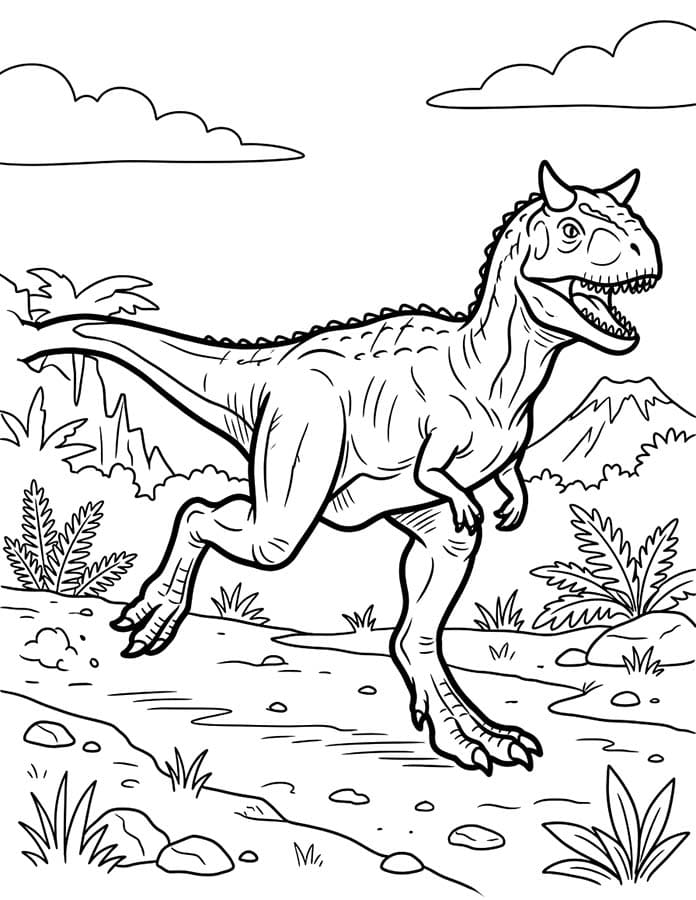 Fise de colorat cu Desenează Carnotaurus uşor