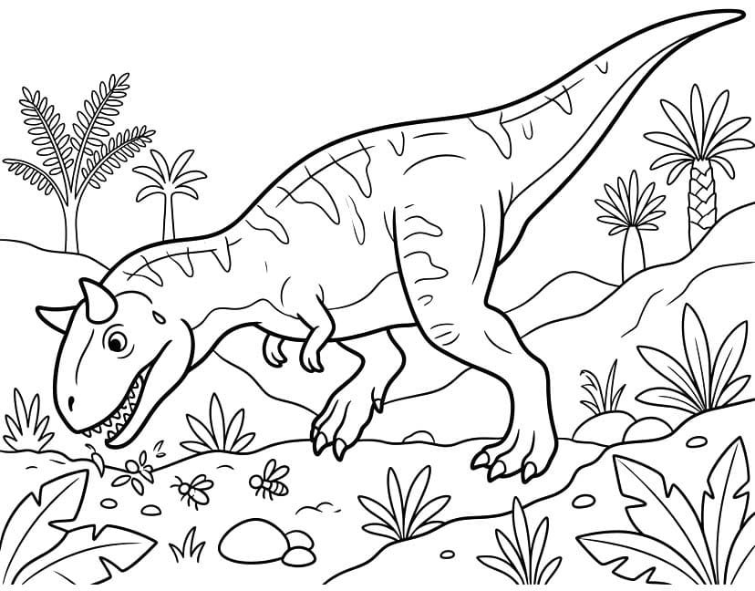 Fise de colorat cu Desenează Carnotaurus