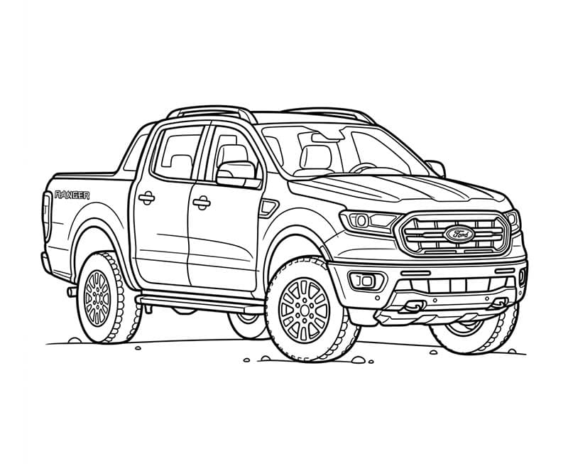 Fise de colorat cu Desenează Ford bazic la copii