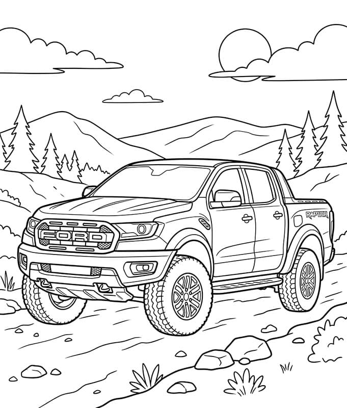 Fise de colorat cu Desenează Ford la copii