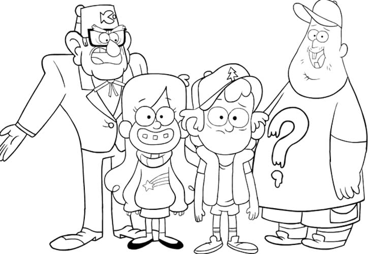 Fise de colorat cu Desenează Gravity Falls bazic