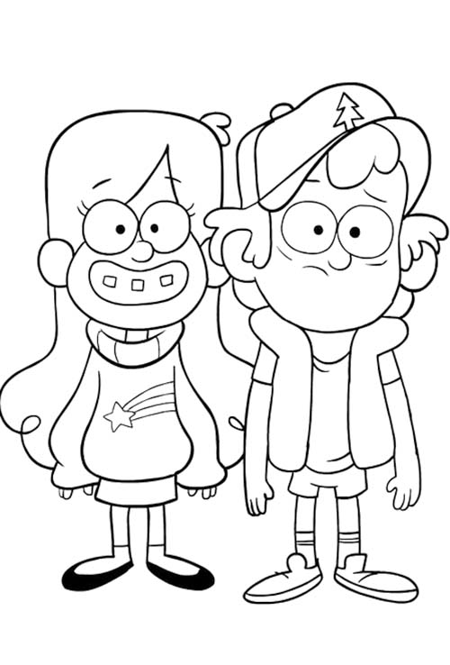 Fise de colorat cu Desenează Gravity Falls imprimabil bazic