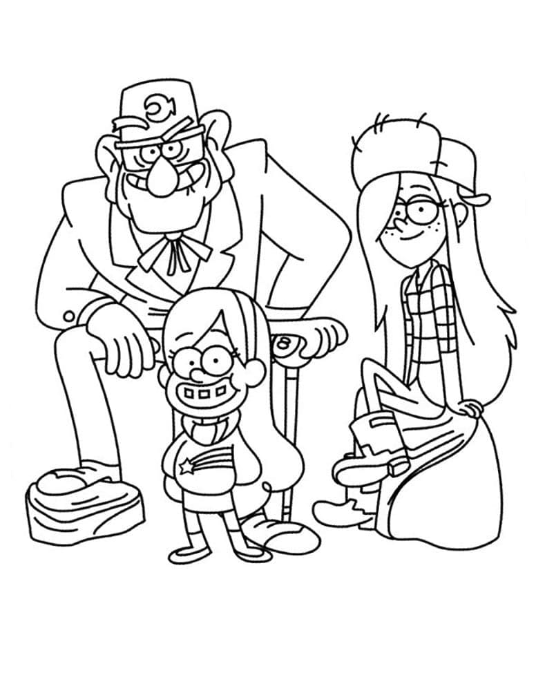 Fise de colorat cu Desenează Gravity Falls simplu la copii