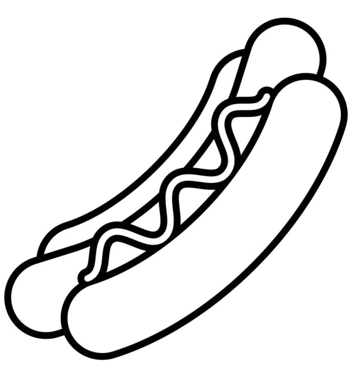 Fise de colorat cu Desenează Hot Dog bazic