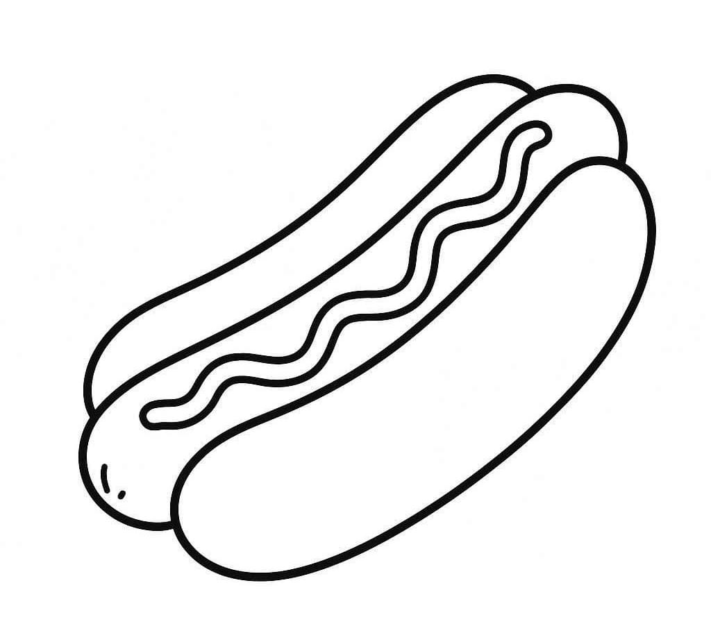 Fise de colorat cu Desenează Hot Dog gratuit pentru copii
