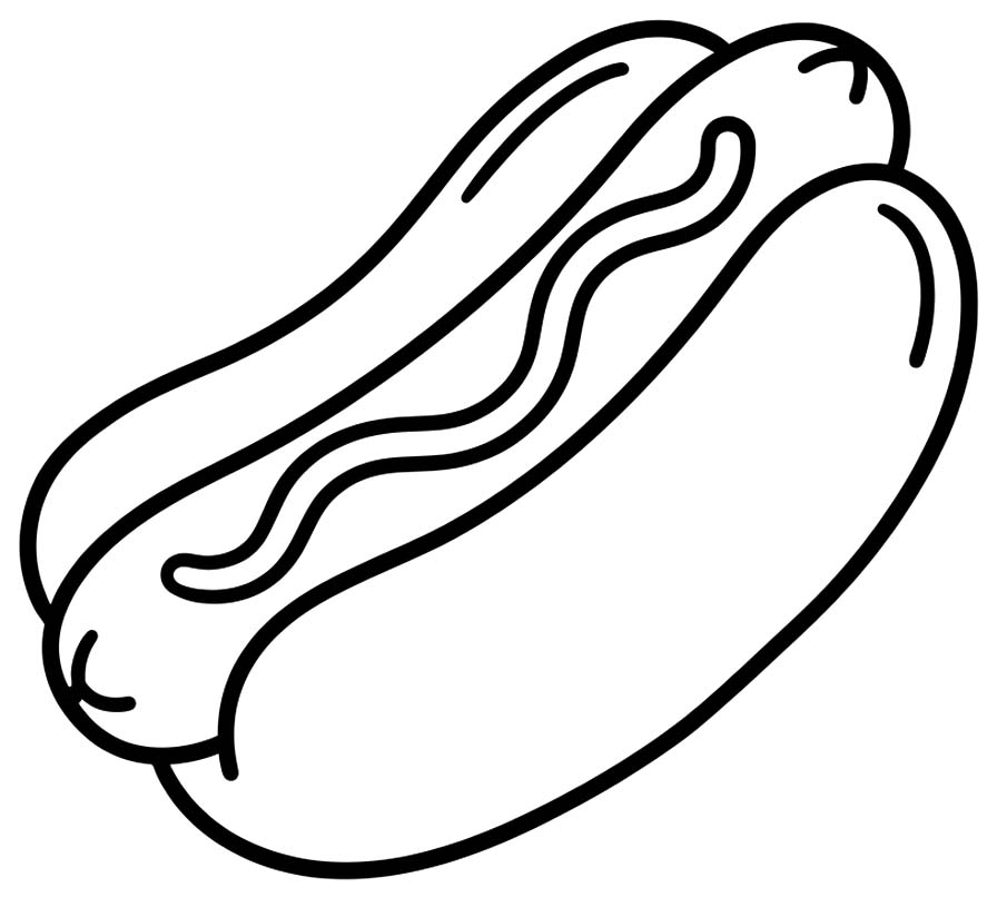 Fise de colorat cu Desenează Hot Dog gratuit simplu