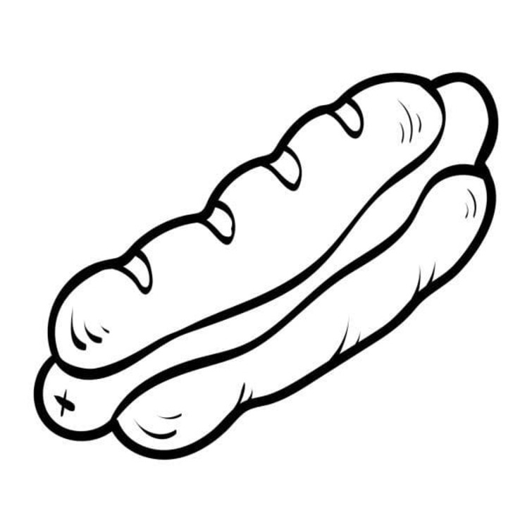 Fise de colorat cu Desenează Hot Dog gratuit
