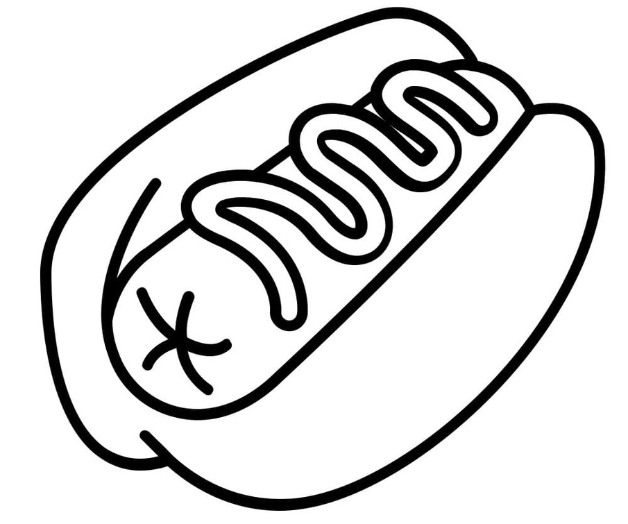 Fise de colorat cu Desenează Hot Dog imprimabil bazic