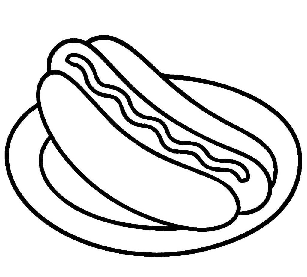 Fise de colorat cu Desenează Hot Dog imprimabil gratuit bazic