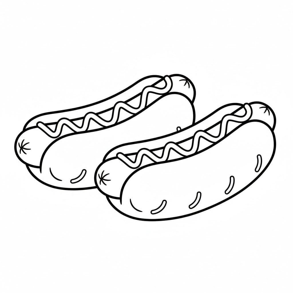 Fise de colorat cu Desenează Hot Dog imprimabil pentru copii