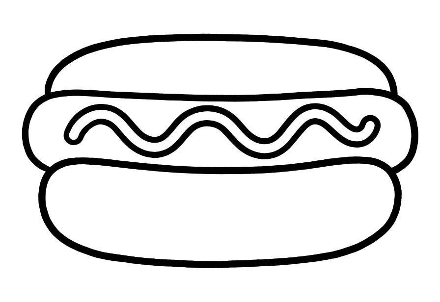Fise de colorat cu Desenează Hot Dog imprimabil simplu