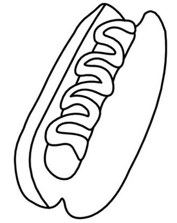 Fise de colorat cu Desenează Hot Dog imprimabil