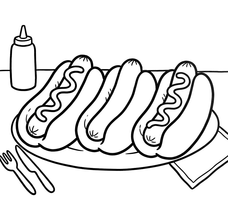 Fise de colorat cu Desenează Hot Dog