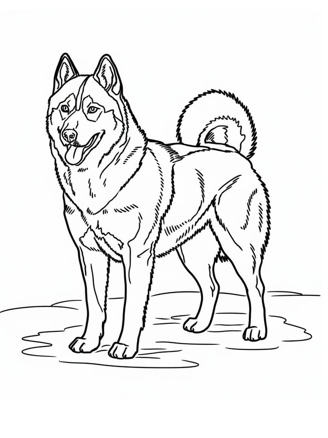 Fise de colorat cu Desenează Husky bazic la copii