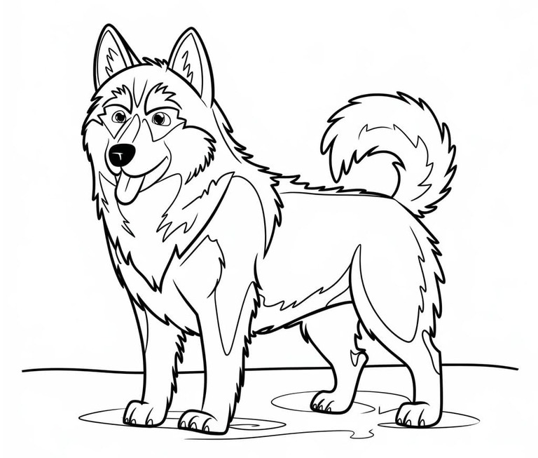 Fise de colorat cu Desenează Husky gratuit pentru copii
