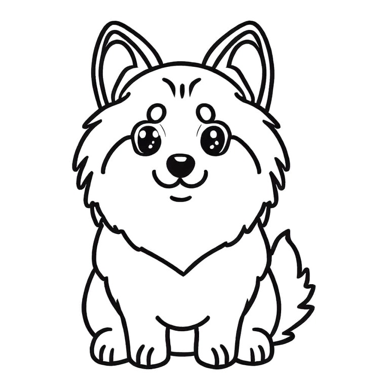 Fise de colorat cu Desenează Husky imprimabil simplu