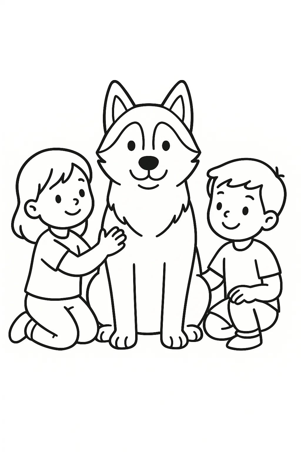 Fise de colorat cu Desenează Husky imprimabil