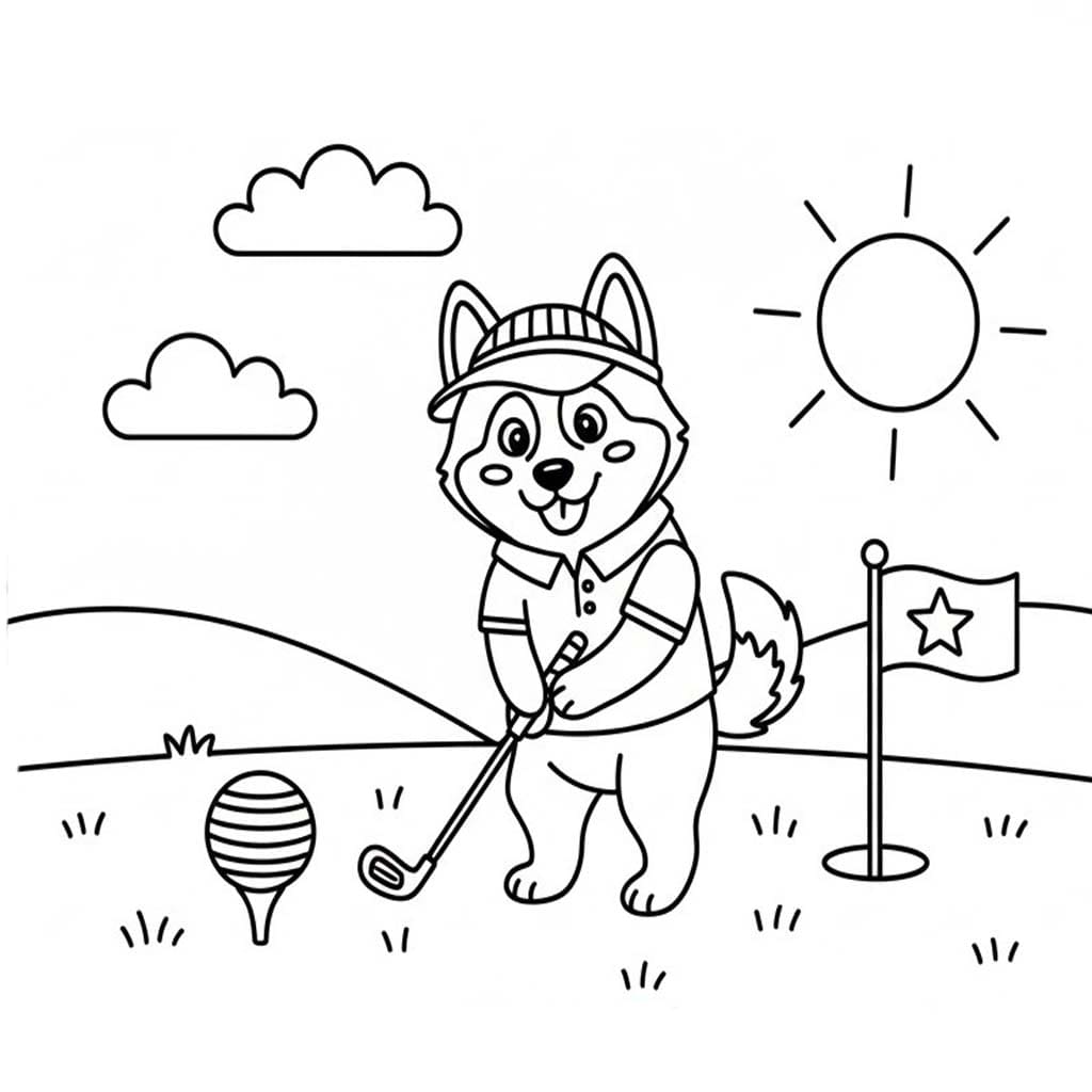 Fise de colorat cu Desenează Husky la copii