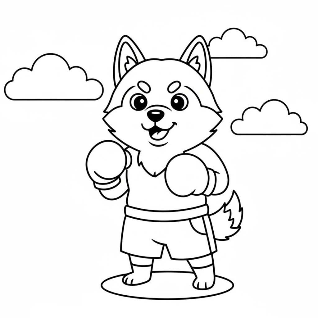 Fise de colorat cu Desenează Husky pentru copii