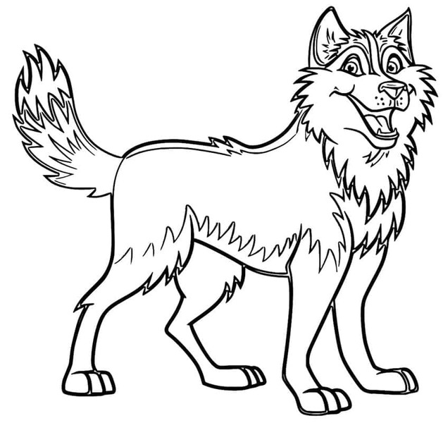 Fise de colorat cu Desenează Husky simplu la copii