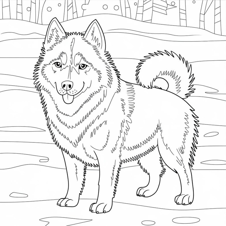 Fise de colorat cu Desenează Husky uşor la copii