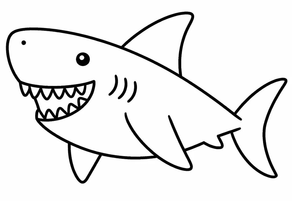 Fise de colorat cu Desenează Megalodon gratuit bazic
