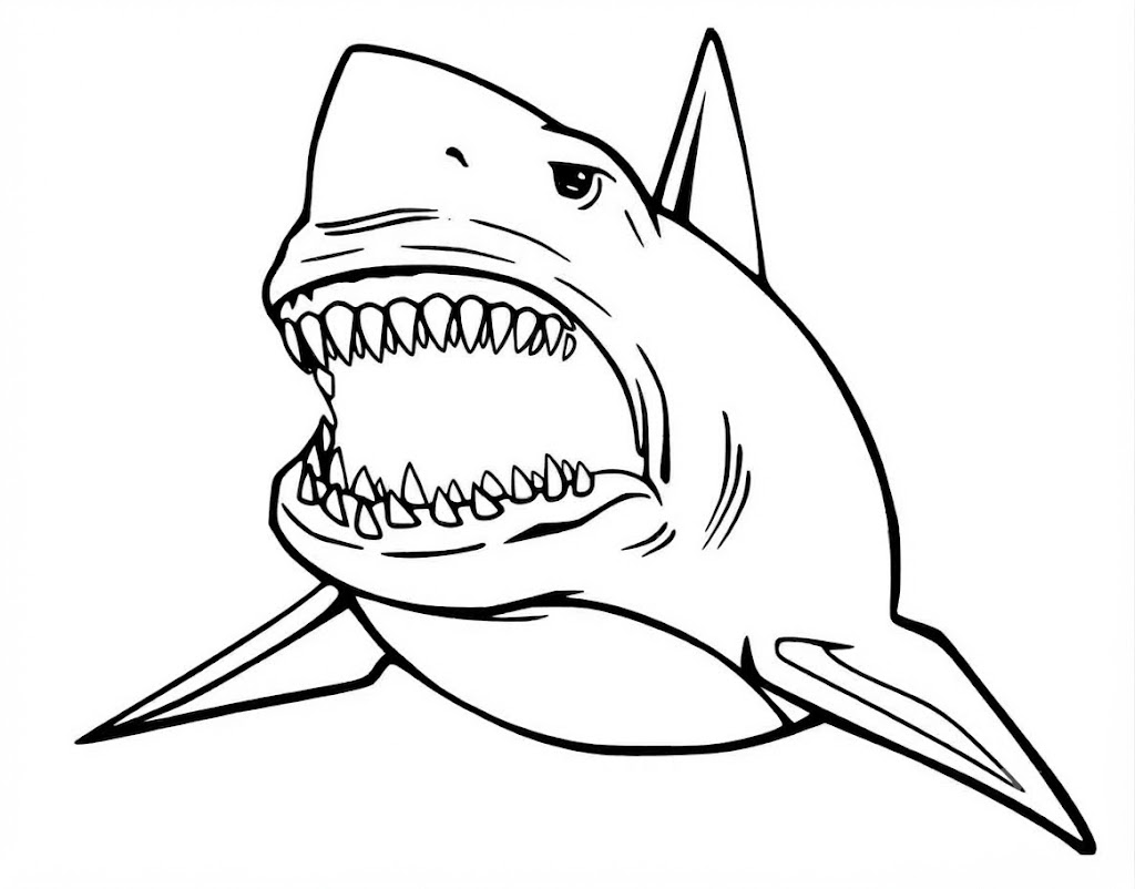 Fise de colorat cu Desenează Megalodon gratuit uşor