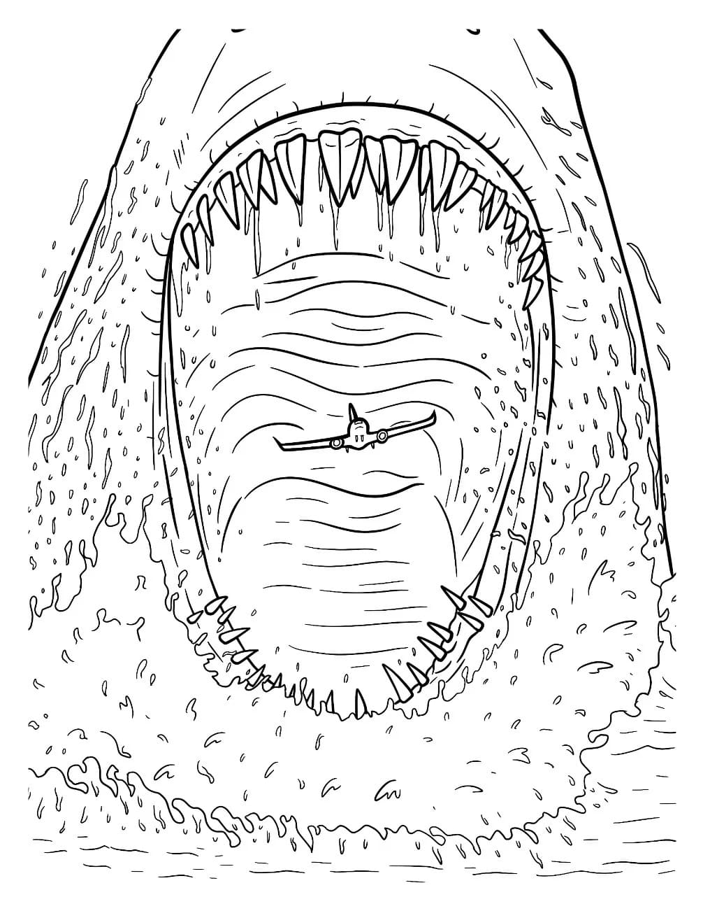 Fise de colorat cu Desenează Megalodon gratuit