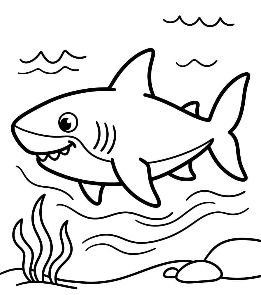 Fise de colorat cu Desenează Megalodon imprimabil bazic